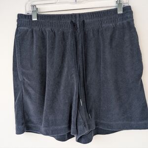 Aritzia TNA Towel Terry Boyfriend shorts black medium 5" inseam
